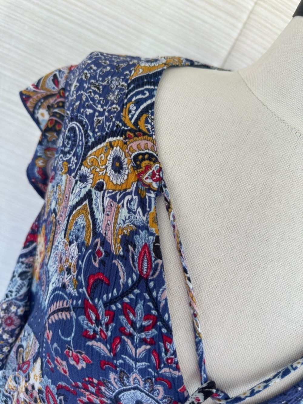Knox Rose Navy Blue Floral Tassel Peasant Dress - Picture 14 of 17